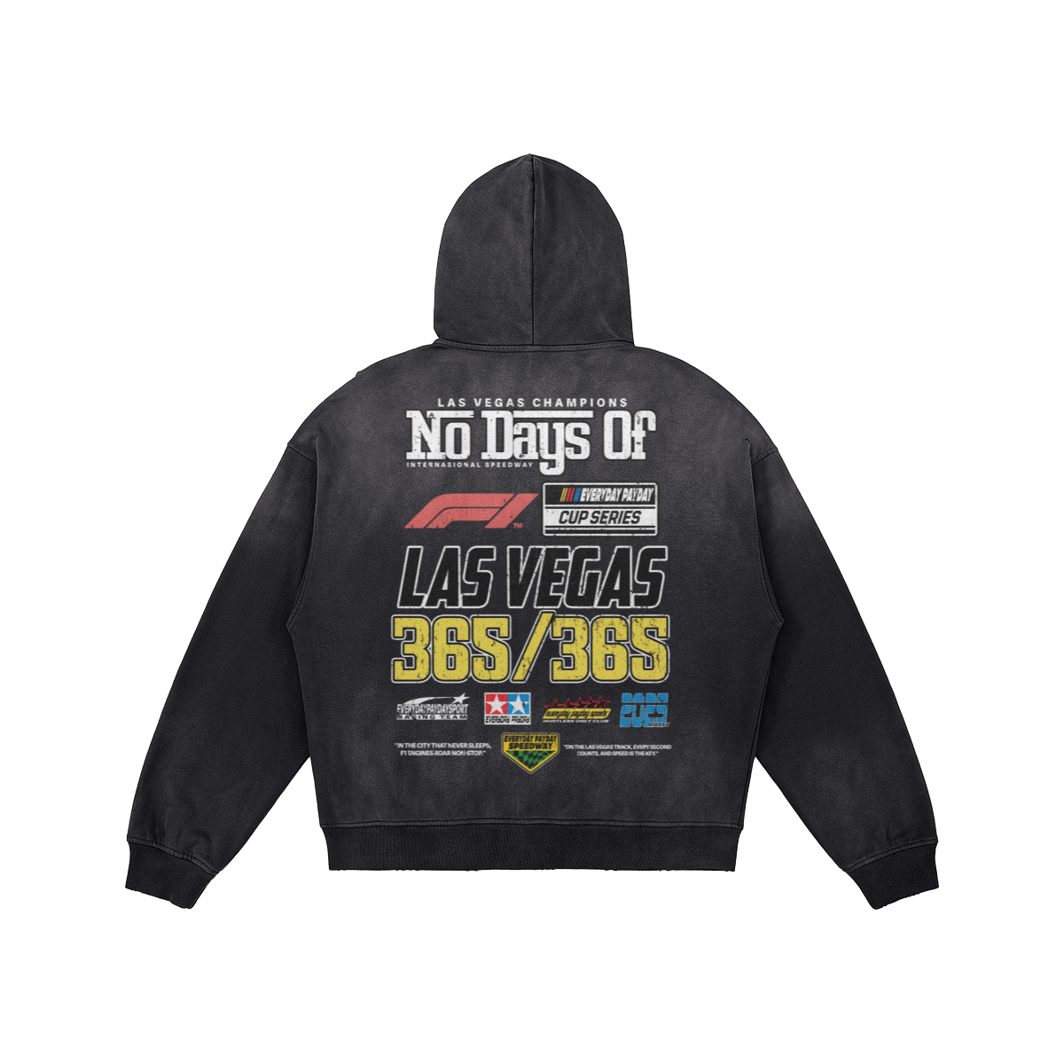 440GSM Unisex Sun Faded Distressed Full-zip Hoodie